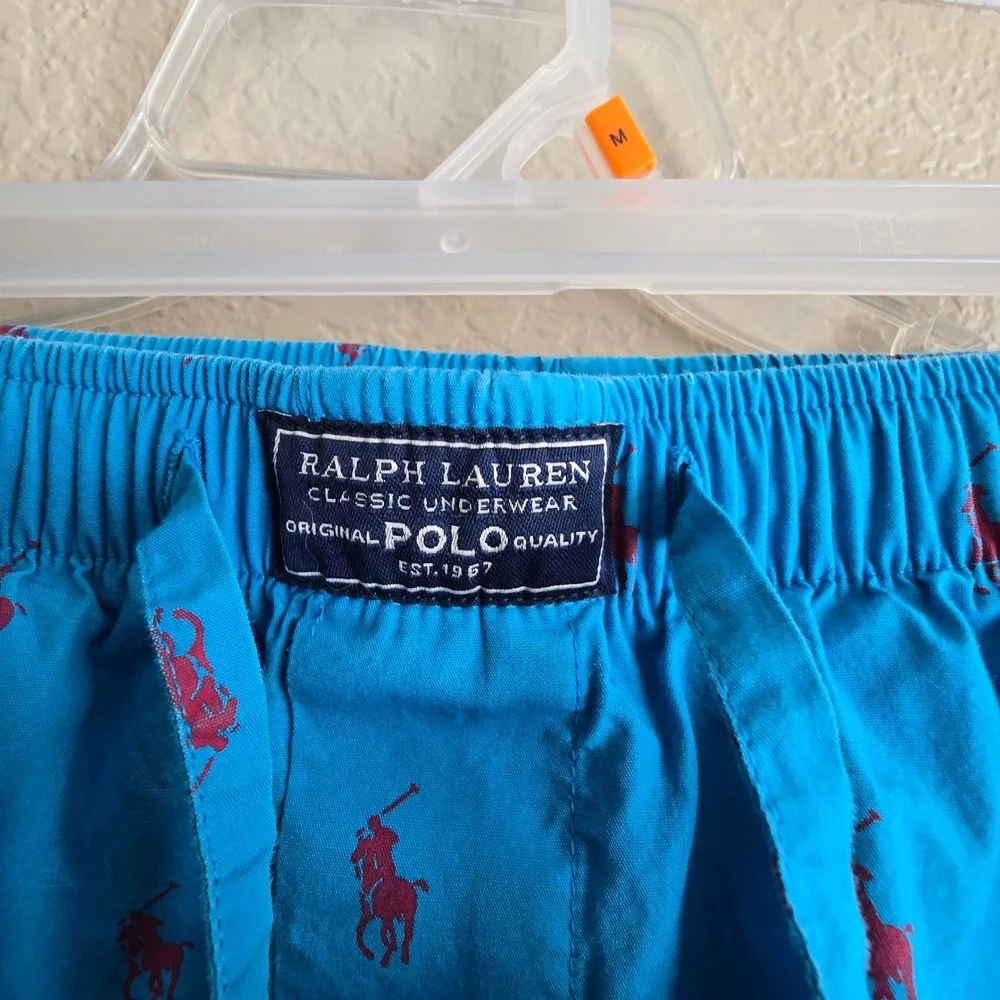 Polo Ralph Lauren Mens Pajama Pants Blue Red Pony Logo Sleepwear Medium